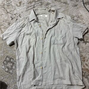 Buck mason mens Light Gray Short Sleeve Button-Up Shirt